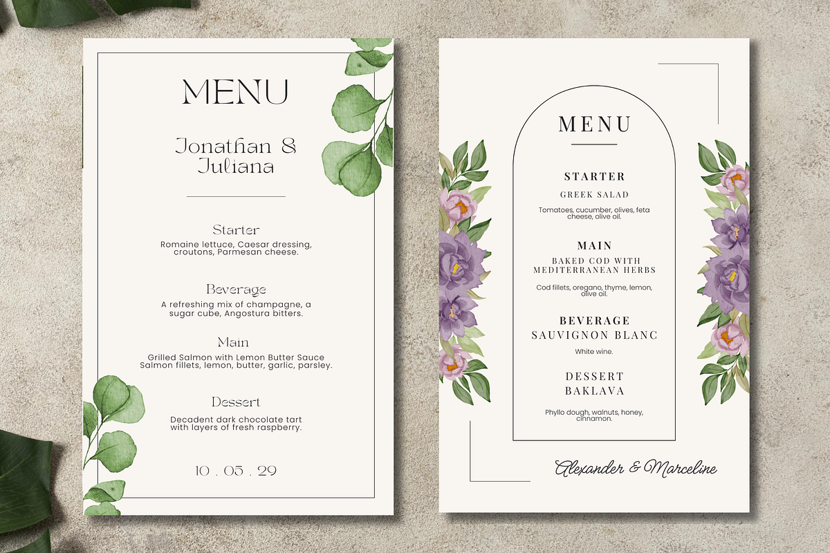10 Elegant Wedding Menu Templates, a Templates & Theme by TemplateCastleStore (Photo 8 of 9)