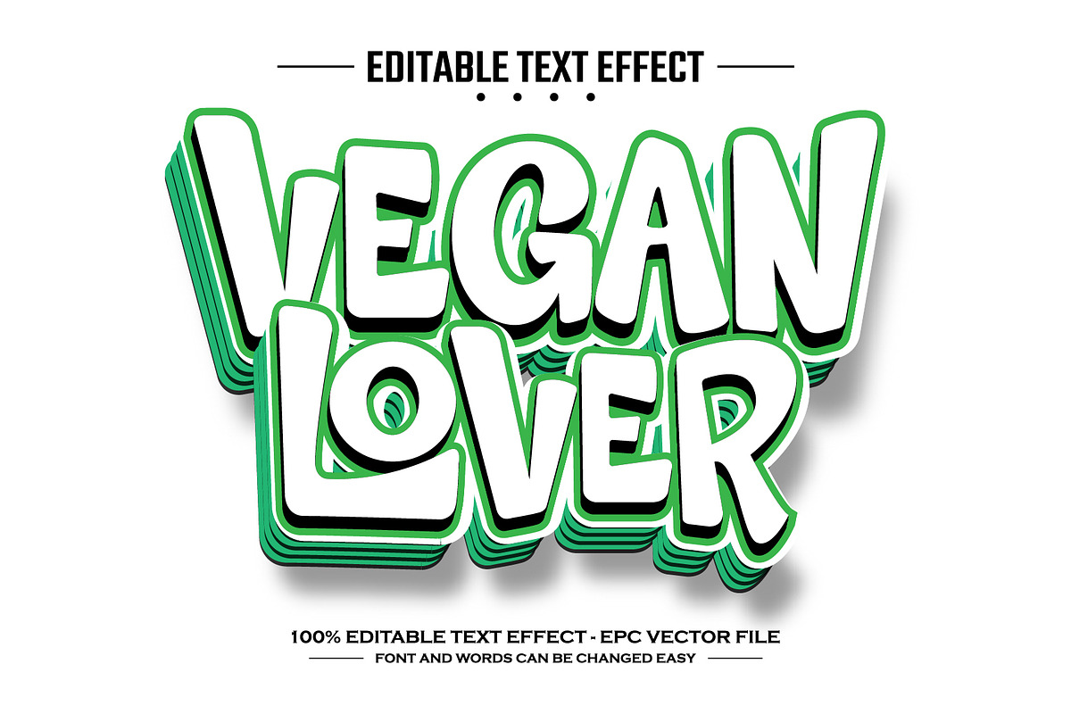 Vegan lover 3D editable text effect, a Layer Style Add-On by nicemorning