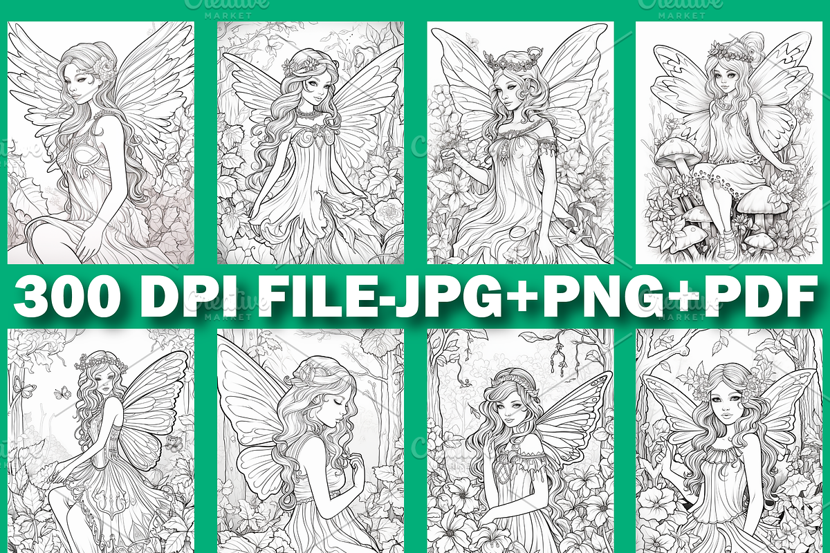 Forest Fairy Girl Coloring Pages, a Stationery Template by Design Station (Photo 3 of 4)