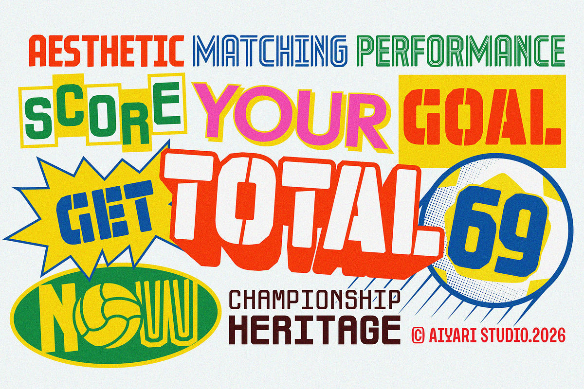 Total 69 — Football Font Collection, a Sans Serif Font by Aiyari (Photo 20 of 20)