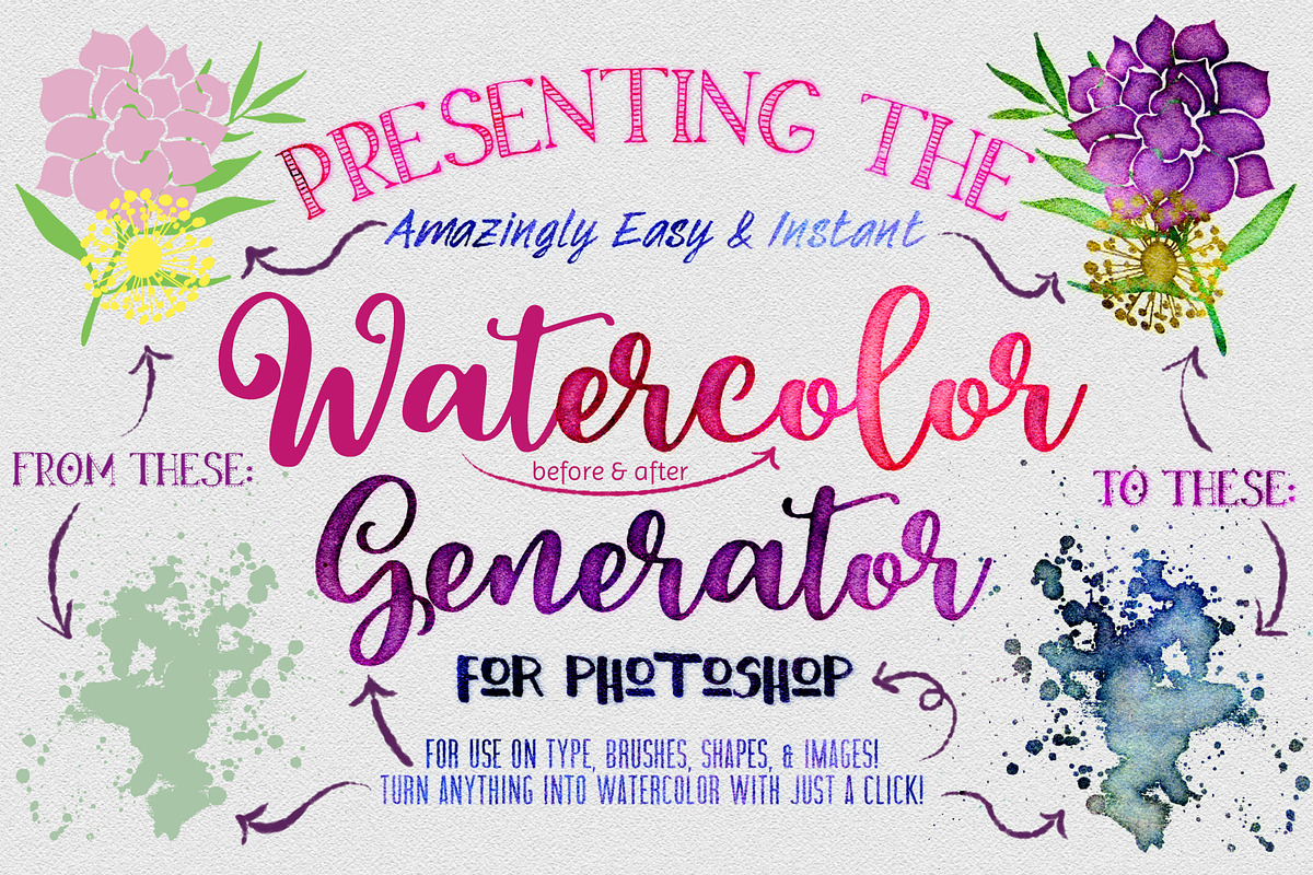 Watercolor Generator for Photoshop, a Texture Graphic by ClipartBrat Graphics (Photo 1 of 9)