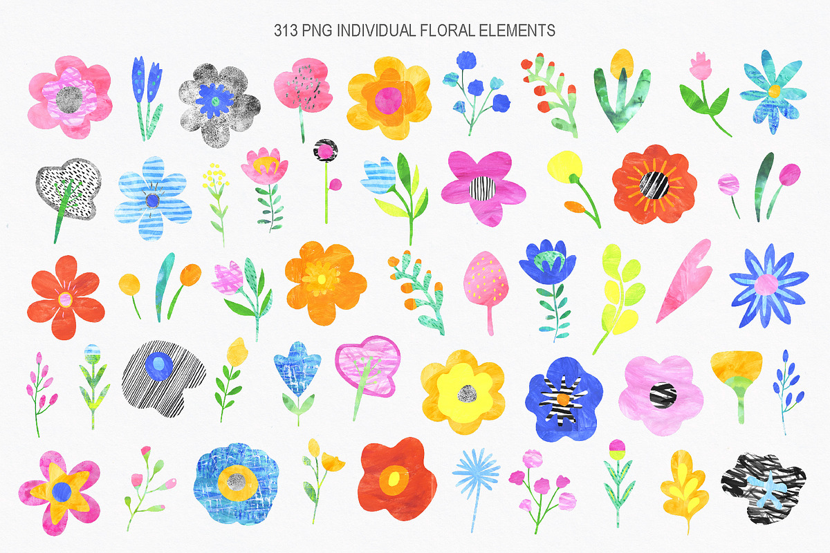 Floral Season Collage Illustrations, an Illustration by LarysaZabrotskaya (Photo 2 of 12)