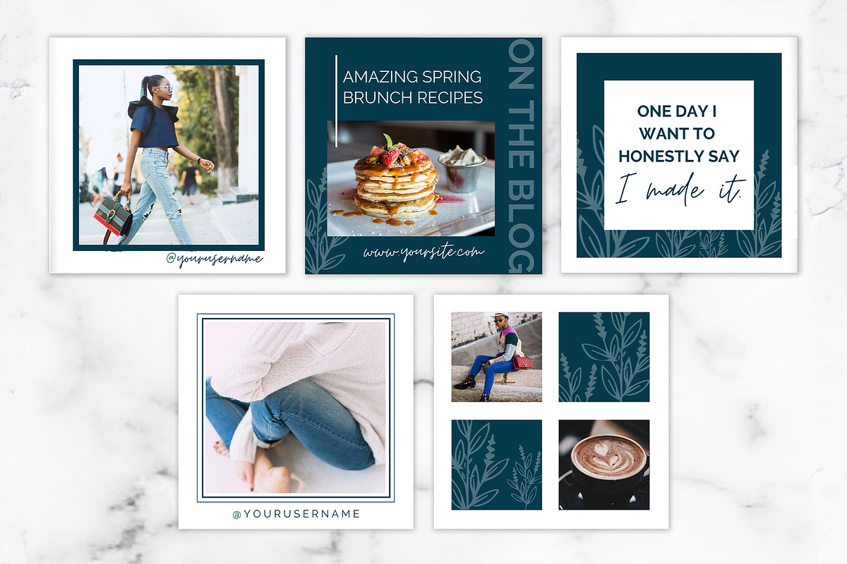 Instagram Posts for Canva | Blue, a Social Media Template by Thirty One ...