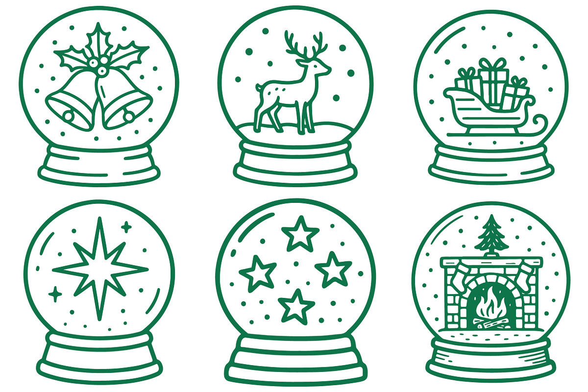 Christmas Snow Globes Hand Drawn Pac, an Illustration by Daily.Designs (Photo 7 of 7)