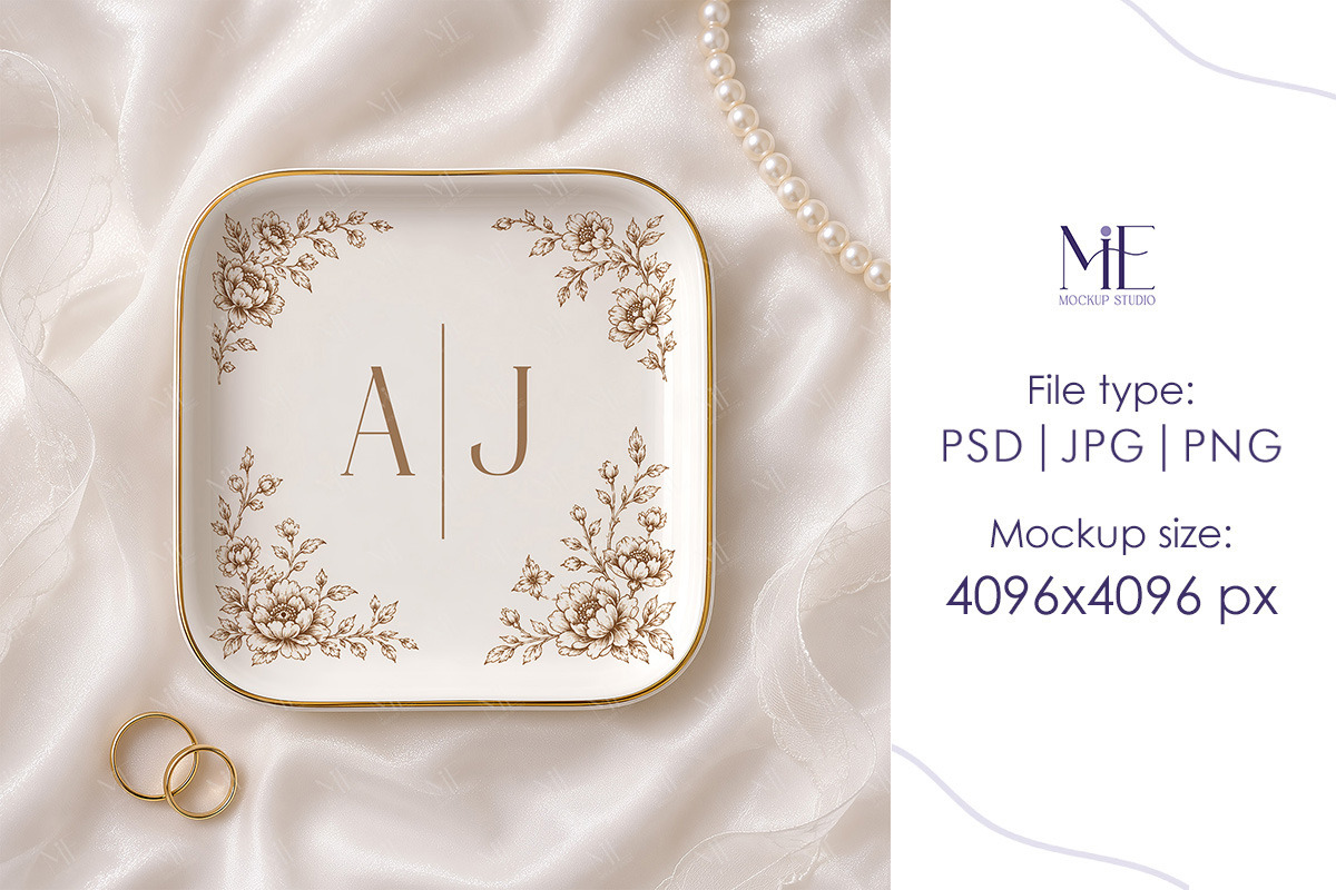 Jewelry Square Ring Dish Mockup, a Merchandise Mockup by Mie Mockup Studio (Photo 5 of 7)