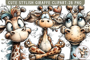 Cute Stylish giraffe clipart, an Illustration by Libby Wishes