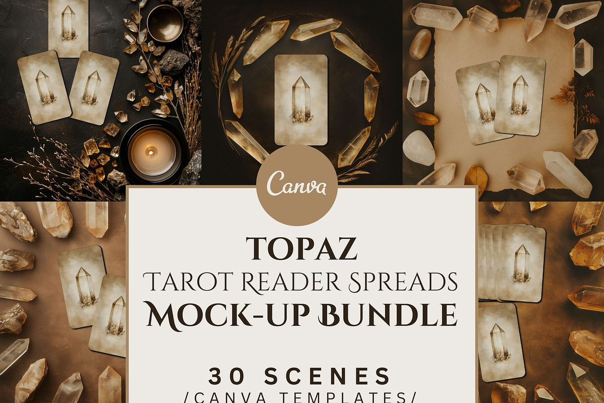 TOPAZ Tarot Spread Mockup Bundle, a Merchandise Mockup by Iconogenic (Photo 1 of 4)