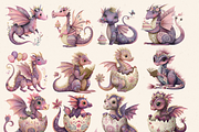 BABY DRAGON BABY SHOWER CLIPART, an Animal Illustration by Daring Digies (Thumbnail 3 of 7)