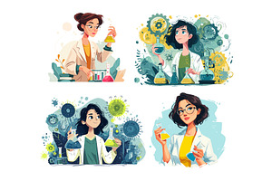 Woman scientist chemist laboratory, an Illustration by Onyx