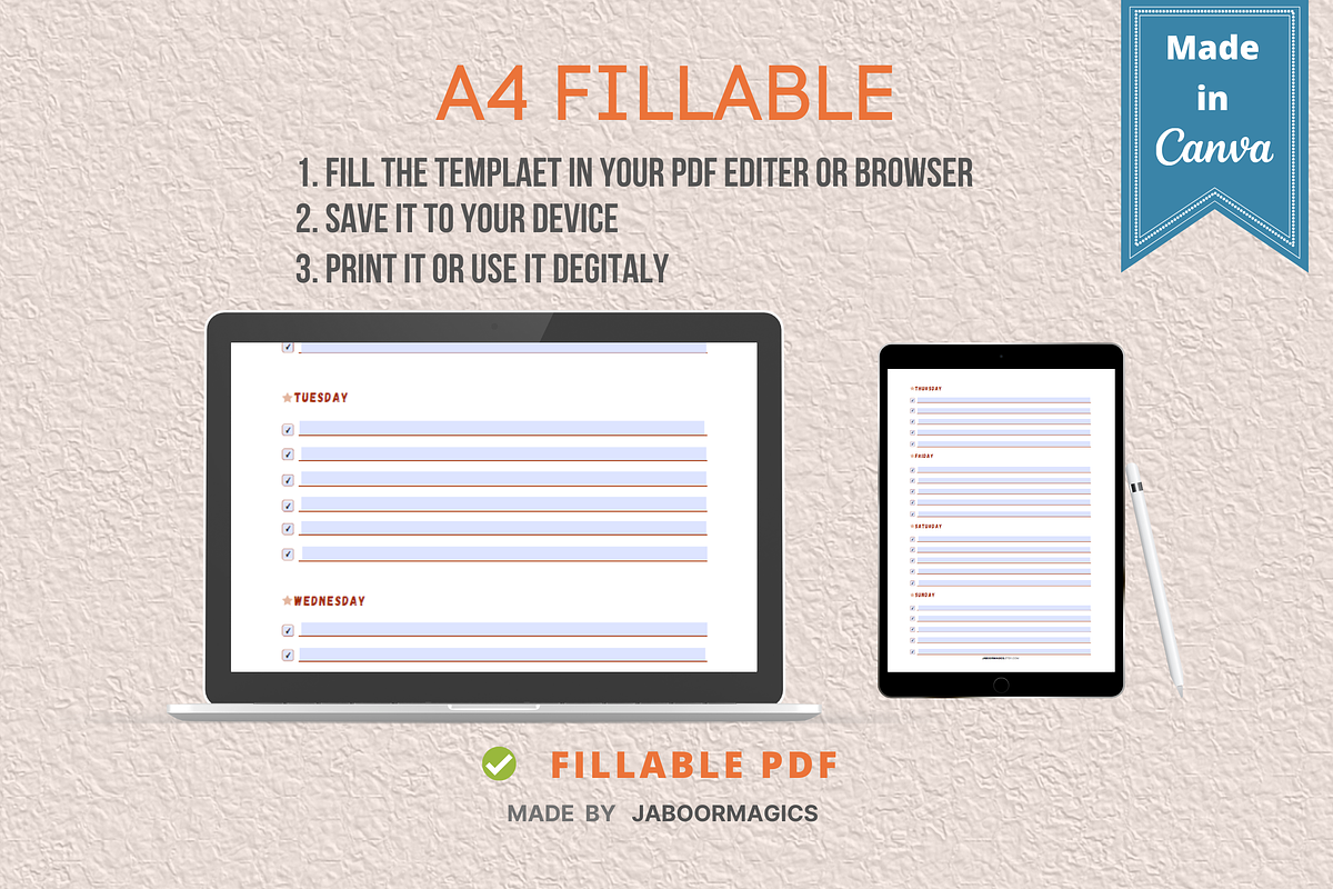 Weekly Planner Template, Canva, a Templates & Theme by Jaboor Magics (Photo 4 of 5)