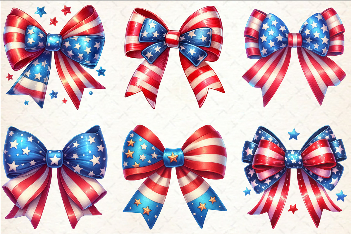 Coquette Bow 4th of July Clipart, a Seasonal Illustration by Rose Art (Photo 2 of 4)