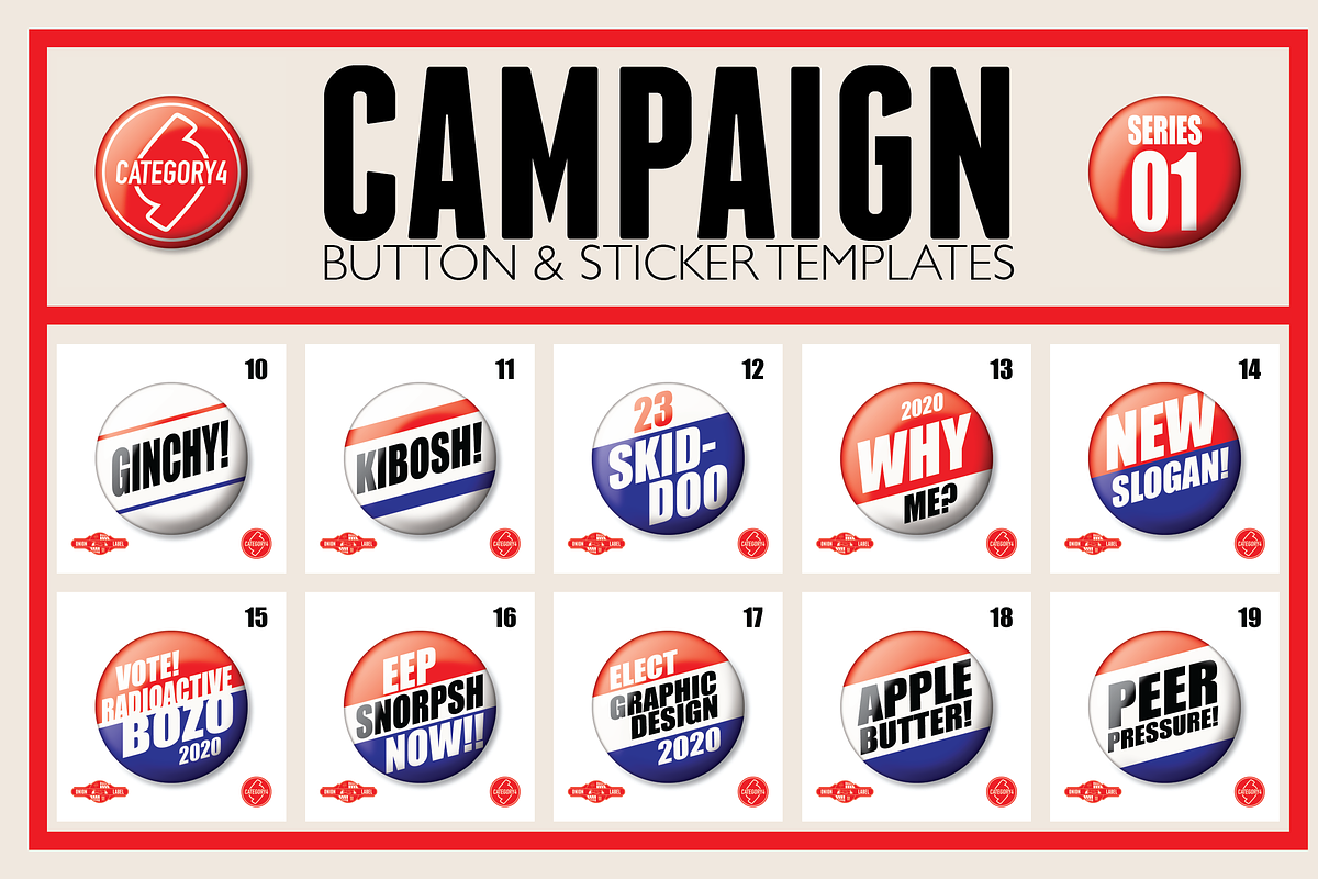 Vintage Campaign Button Templates 01, an Illustration by category4 (Photo 2 of 4)