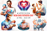 New Dad Fathers Day Watercolor Png, an Illustration by RobertsArt (Thumbnail 1 of 8)