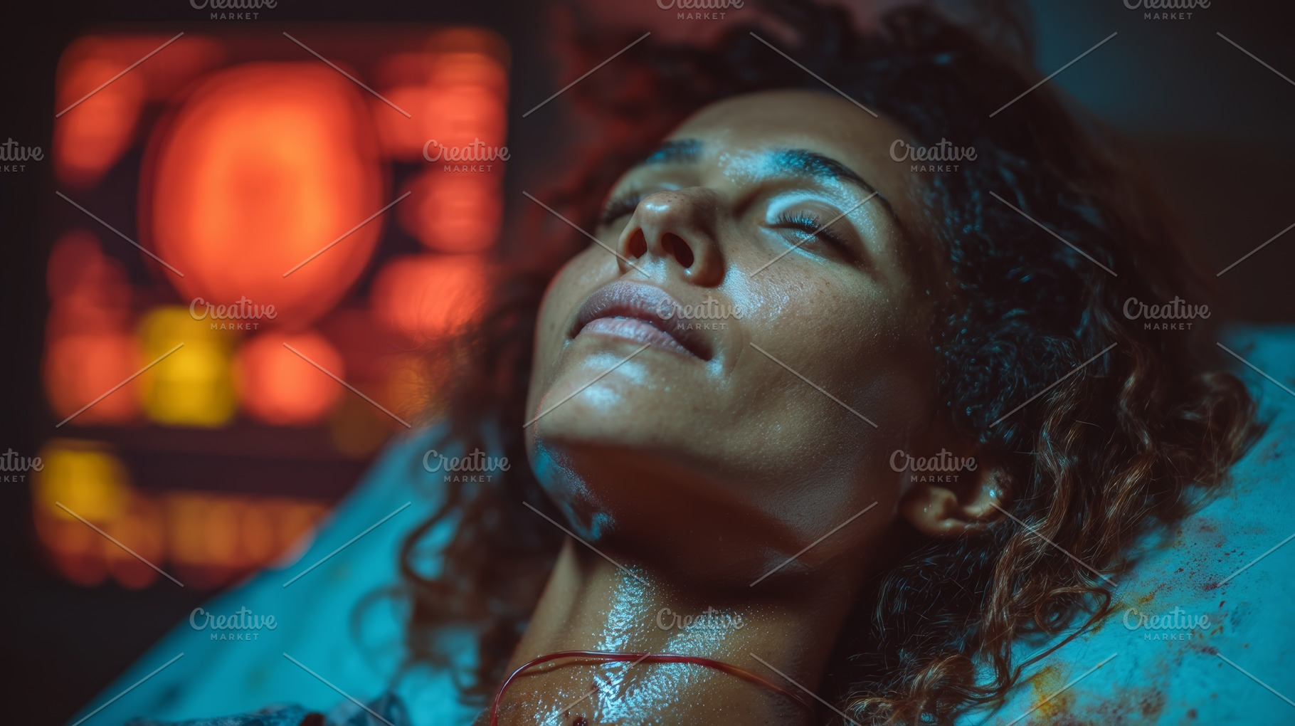Serene patient resting under advanced medical monitoring during healthcare exam, a Health & Medical Photo by AS photostudio