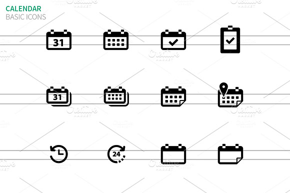 Calendar Icons On White