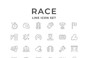 Set line icons of race, an Outline Icon by motorama