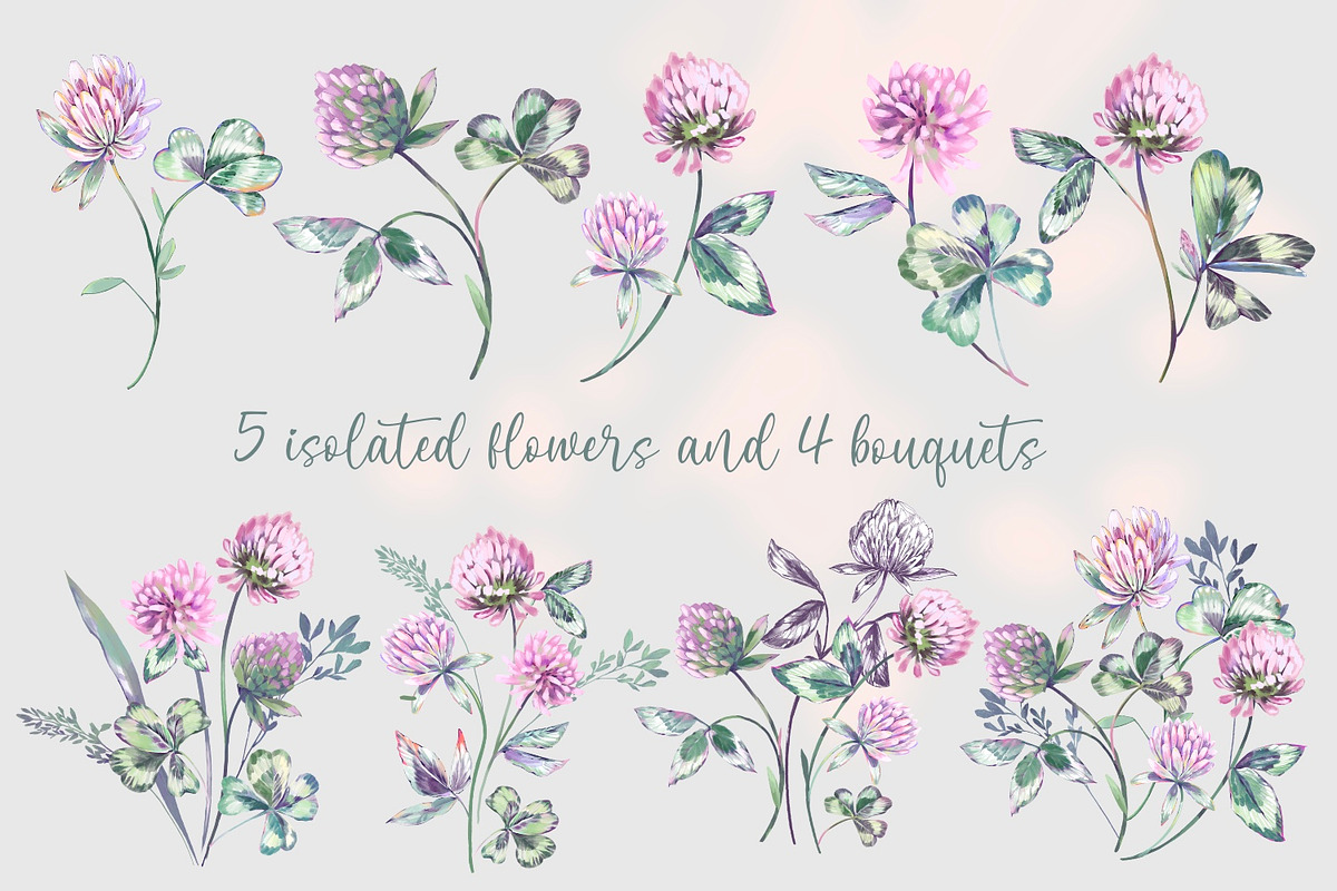 Deers and clover. Set of watercolor, a Decorative Illustration by Shabbypie (Photo 5 of 11)