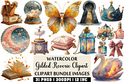 Gilded Reverie Watercolor Clipart, an Illustration by Craft Nest (Thumbnail 1 of 4)