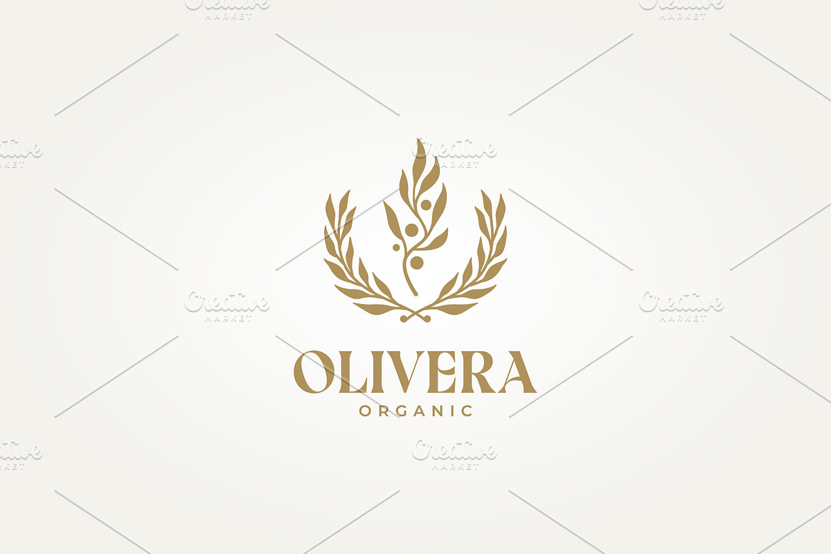 olive branch with flower icon logo, a Branding & Logo Template by Blazybone
