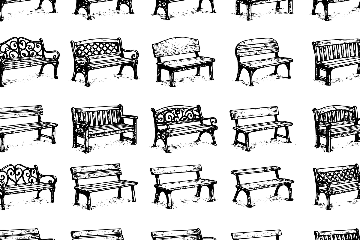 Vintage Park Bench Set, an Object Graphic by RT Studio (Photo 4 of 4)
