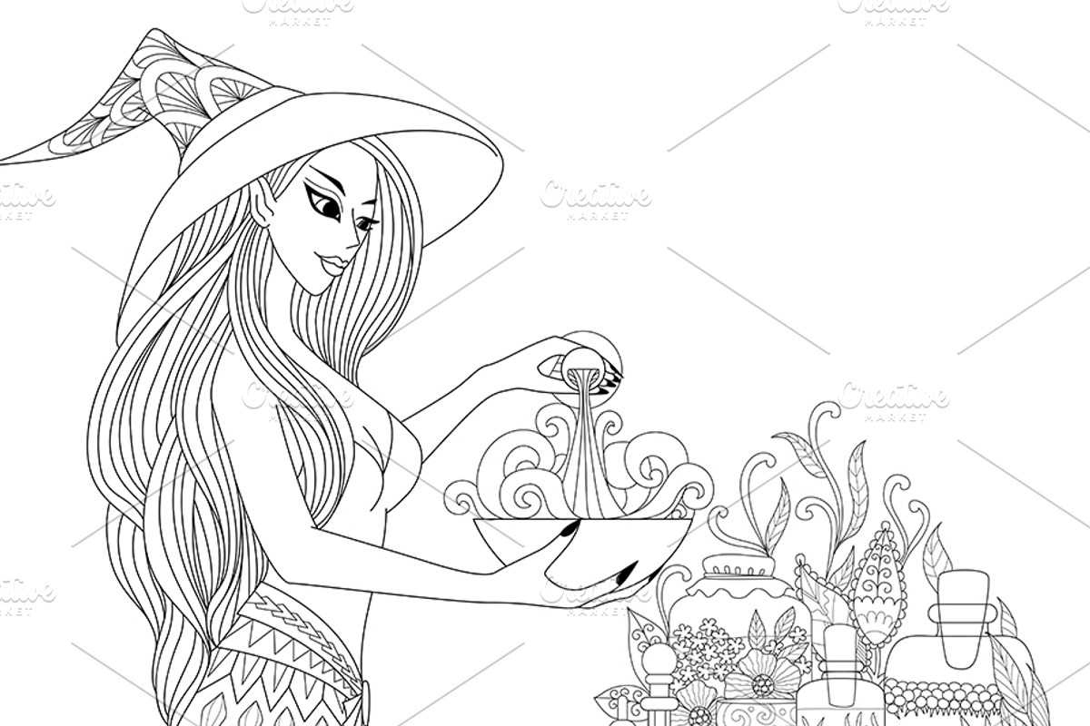 10 witches Halloween theme, an Illustration by Somjai King (Photo 5 of 11)