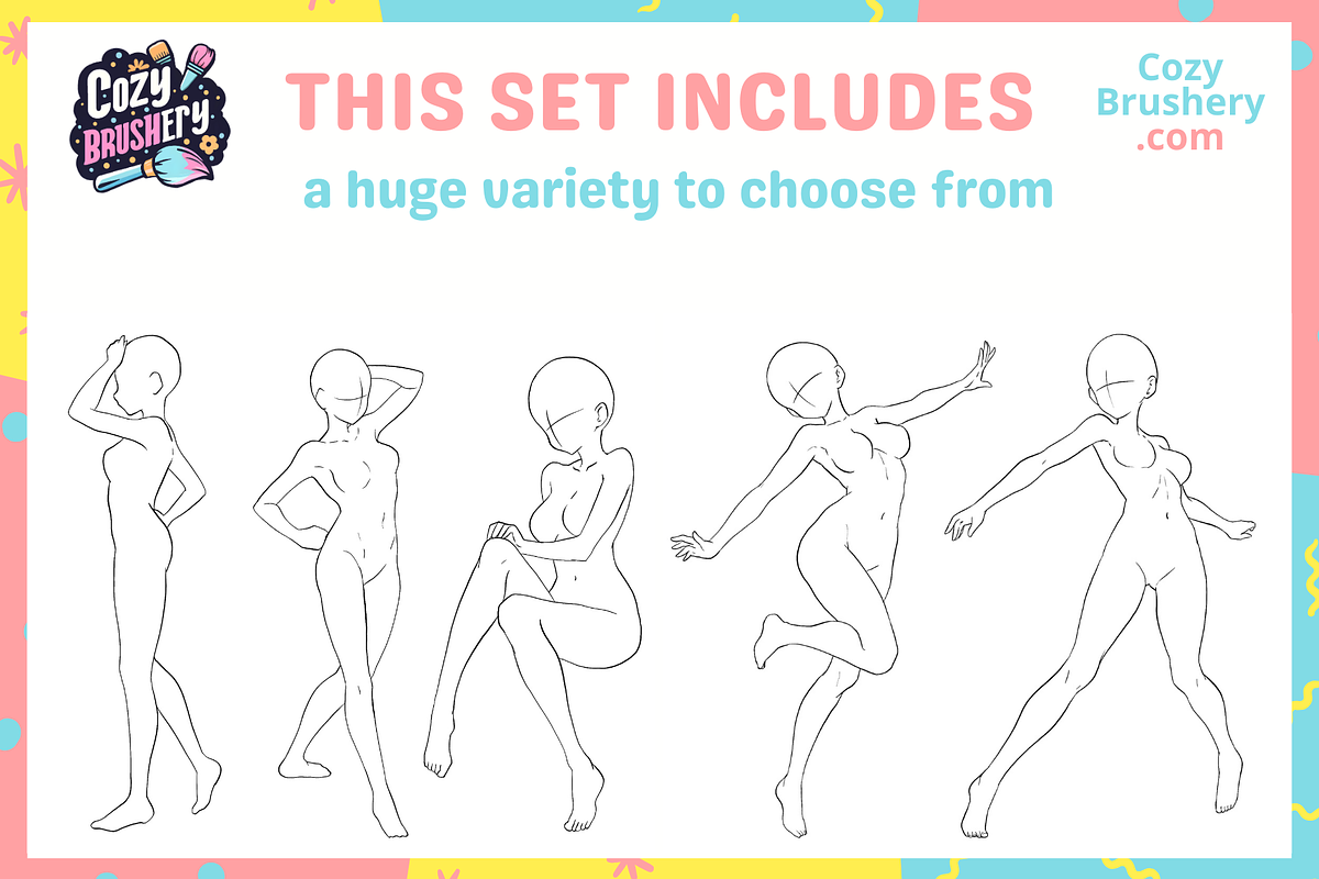 400+ Anime Body Template Stamps, a Brushes & More by Cozy Brushery (Photo 6 of 7)