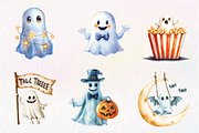Retro Halloween Ghost Clipart, an Illustration by CreationArt (Thumbnail 3 of 5)
