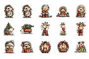 Watercolor woodland Christmas clipar, an Illustration by CreationArt (Thumbnail 2 of 4)