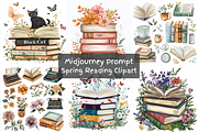 Prompt Spring Reading Clipart, a Decorative Illustration by Creative design (Thumbnail 1 of 7)