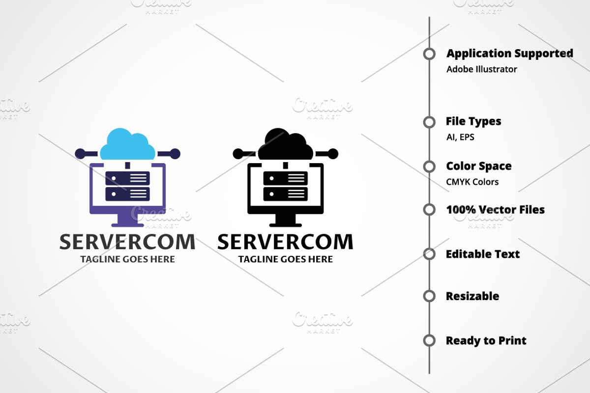 Servercom Logo, a Branding & Logo Template by Design_Planet