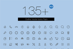 135+ outline vector icons pack
