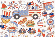 4th of July Clipart, Retro 4th july, a Decorative Illustration by TitaLivingArt (Thumbnail 2 of 9)