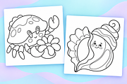 Cute Ocean Coloring Pages, an Animal Illustration by Inkivelle Studio (Thumbnail 2 of 3)