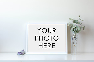 White Frame With Gem & Bottle Plant