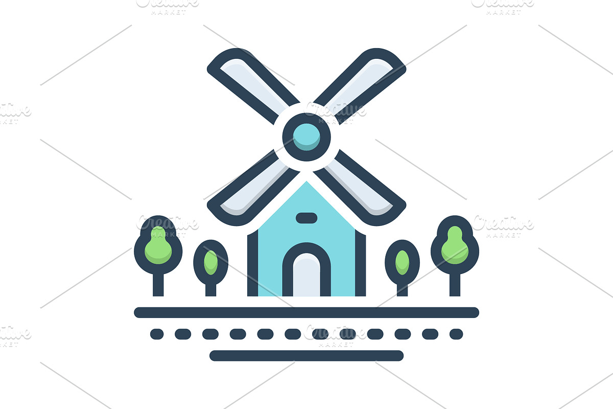 Mills landscape color icon, a Duotone Icon by Creative priyanka