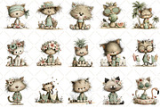 Whimsical Summer Cat Clipart, an Animal Illustration by Black Bird Studio (Thumbnail 3 of 6)
