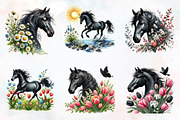 Spring black horse clipart, an Illustration by RobertsArt (Thumbnail 6 of 7)