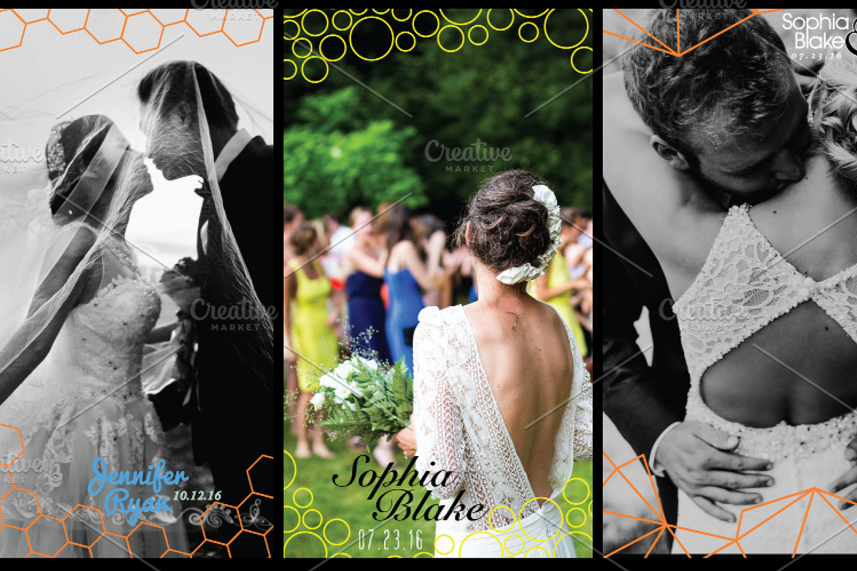 8 Modern Wedding Geofilters Pack, a Social Media Template by Uno Bello Design Studio (Photo 2 of 4)