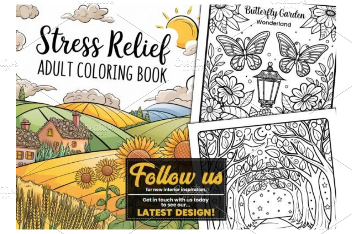 Stress Relief Adult Coloring Book, a Decorative Illustration by Design Station (Photo 4 of 4)