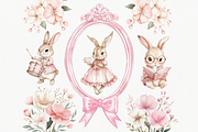 Cute Pink Bunny Clipart, an Animal Illustration by ClipArtCharm (Thumbnail 3 of 7)