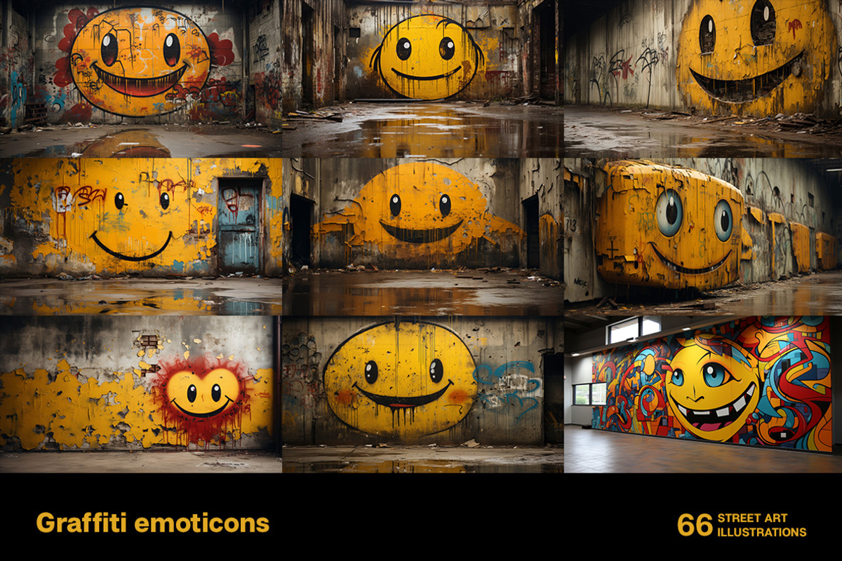 Graffiti emoticons. 66 images, a Decorative Illustration by Handmadefont (Photo 7 of 13)