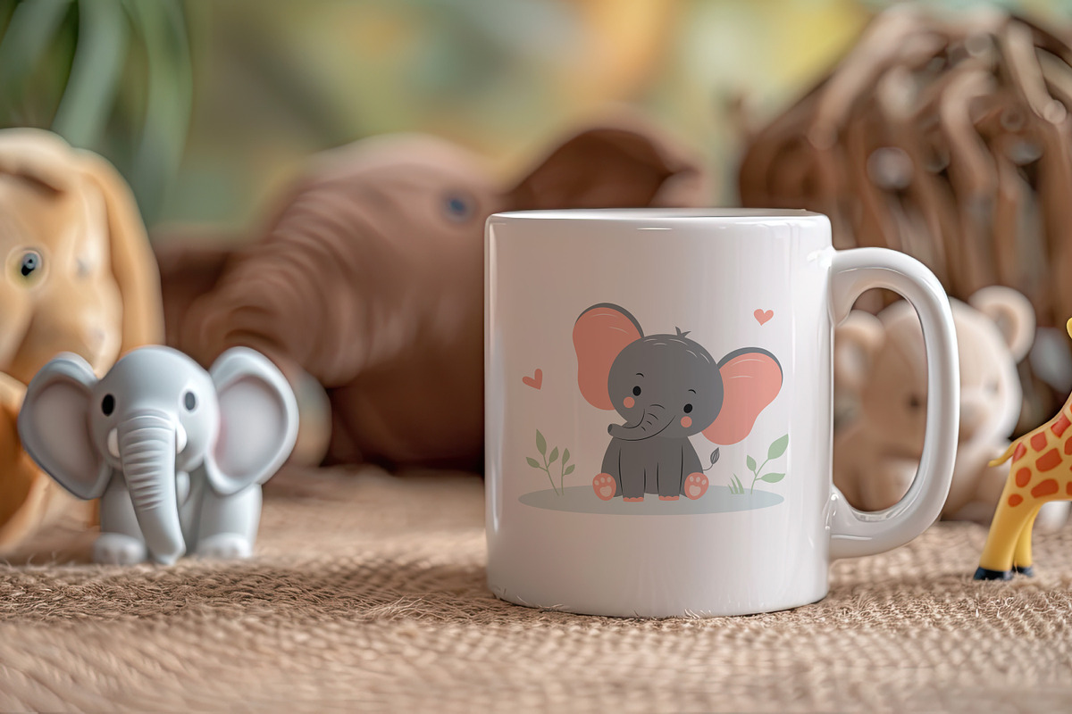 Cute baby elephant set, an Animal Illustration by JulyGart (Photo 5 of 5)