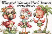 Whimsical Flamingo Pool Summer PNG, an Illustration by RobertsArt (Thumbnail 1 of 5)