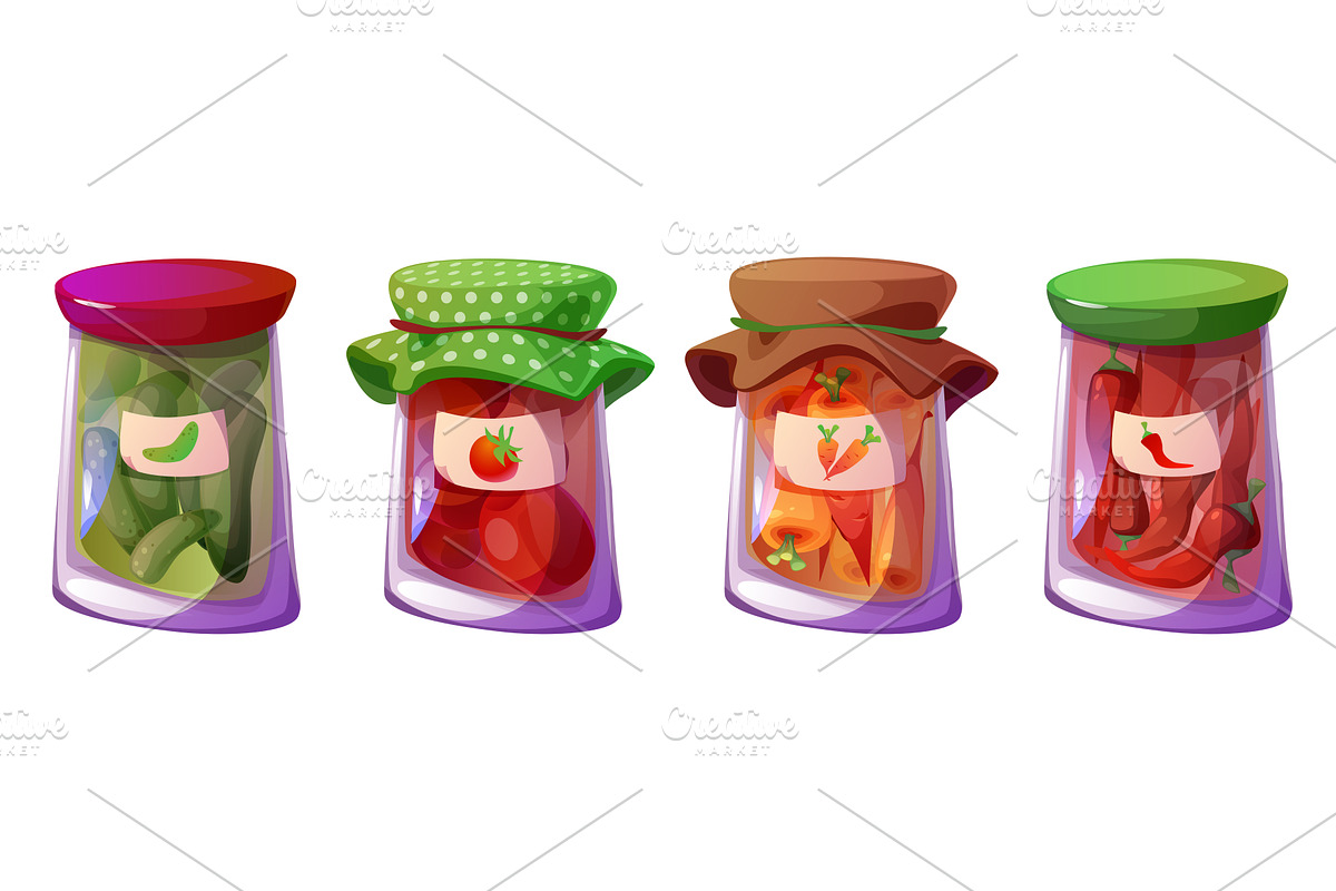 Home made preservation jars set, a Food Illustration by art PVP - market