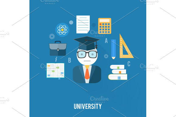 University concept with item icons preview 2