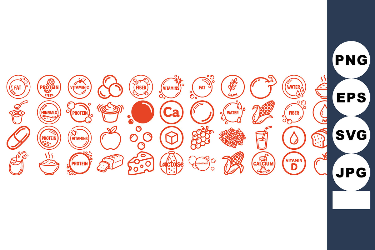 Nutrition Facts Icon Set, an Illustration by designvectx (Photo 3 of 3)
