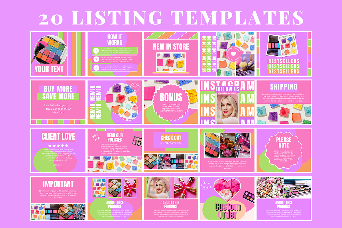 Makeup Beauty Etsy Shop Kit, a Branding & Logo Template by SunshineStudioBoutique (Photo 4 of 11)
