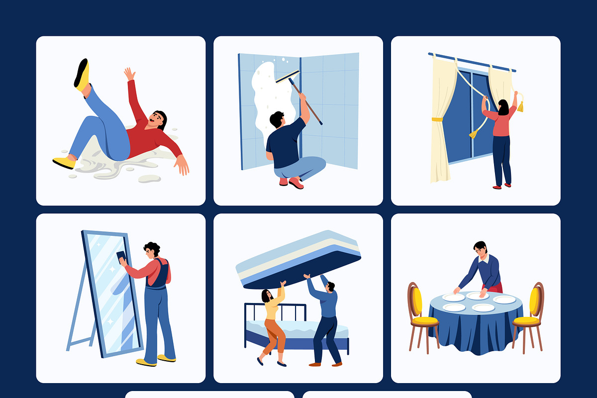 Cleaning Illustration Art Set, a Work Illustration by Creative Stall (Photo 9 of 9)
