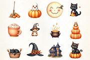 Watercolor Cozy Halloween Clipart, an Illustration by CrexoraLab (Thumbnail 3 of 5)