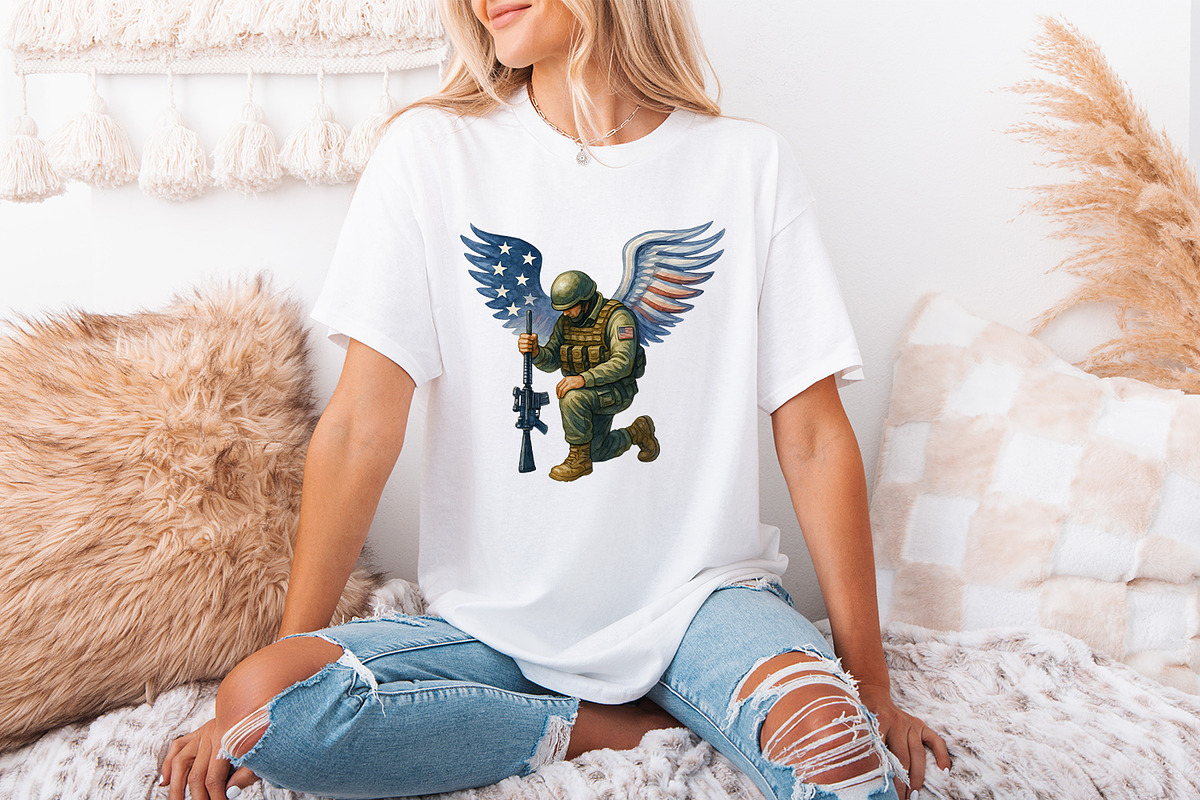 American Soldier Angel Man Praying, an Illustration by SharpMarketplace (Photo 3 of 9)